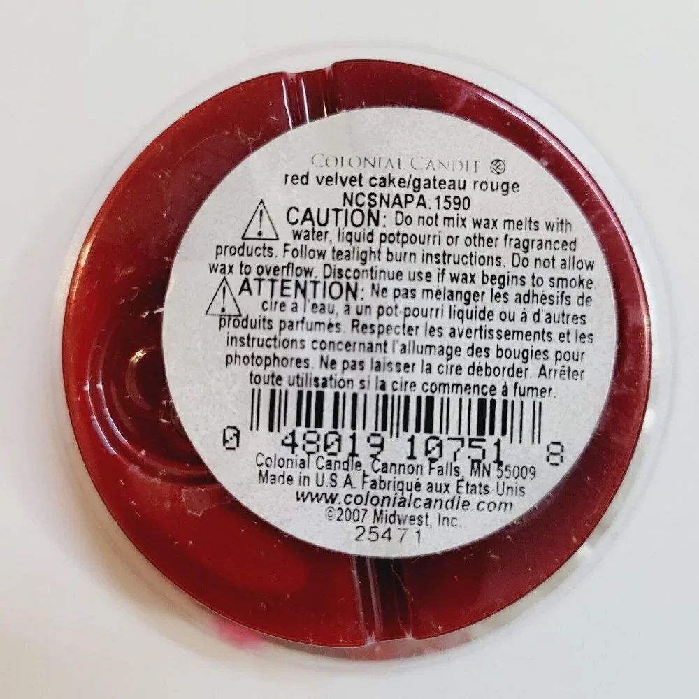 Colonial Candle Wax Simmer Snaps x4 Red Velvet Cake Discontinued Scent VHTF